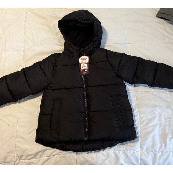 Swiss Tech Black Long Sleeve Puffer Jacket Full Zip Size Medium (7/8) - Picture 1 of 6